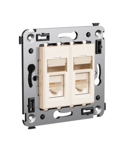 Розетка RJ-45 Avanti в стену двойная экранированная ванильная дымка (4405364). Розетка. ДКС в Омске