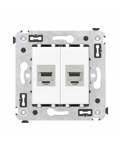 Розетка RJ-45 в стену, кат.6E, Avanti, двойная, белое облако (4400794). Розетка компьютерная модульная. ДКС в Омске