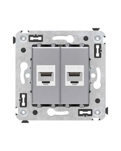 Розетка RJ-45 в стену, кат.5E, Avanti, двойная, закаленная сталь (4404664). Розетка компьютерная. ДКС в Омске
