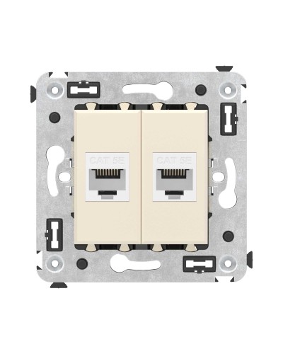 Розетка RJ-45 в стену, кат.5E, Avanti, двойная, ванильная дымка (4405664). Розетка компьютерная. ДКС в Омске