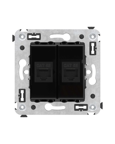 Розетка RJ-45 в стену, кат.5E, Avanti, двойная, черный квадрат (4402664). Розетка компьютерная. ДКС в Омске