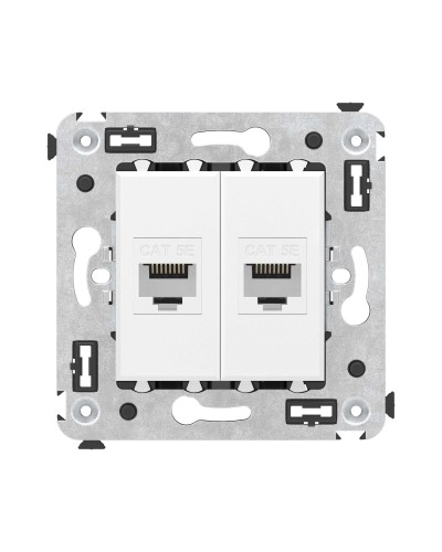 Розетка RJ-45 в стену, кат.5E, Avanti, двойная, белое облако (4400664). Розетка компьютерная. ДКС в Омске