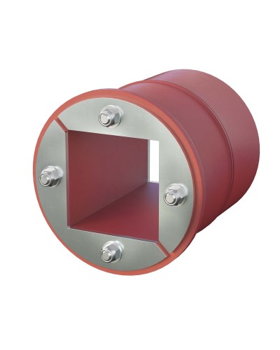 Проходка круглая, нержавеющая, D150х70 мм с проемом 90х90 мм (DXF3125): Проходка круглая, нержавеющая, с проёмом в Омске