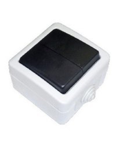 Переключатель двухклавишный 2-полюсный с 2 мест EF602SA, серый, LK Aqua (80006). Переключатель. Экопласт в Омске
