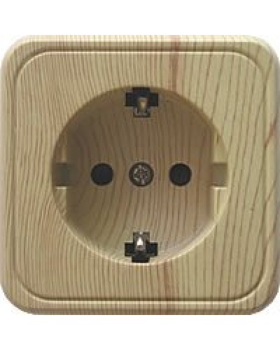 Розетка одинарная открытой установки с з/к, сосна, LK Standard (813225). Розетка с заземляющими контактами и защитными шторками. Экопласт в Омске