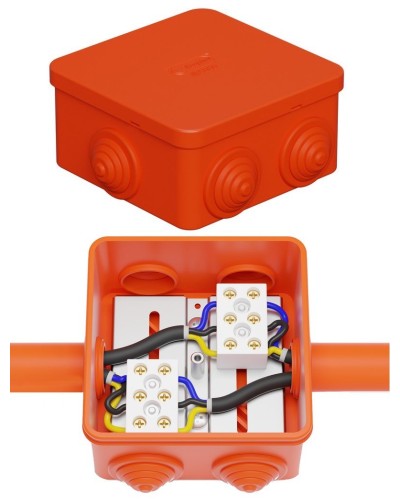 Коробка JBS080 85х85х50, 6 вых., 3P (0,15-4,0 мм²) (43101HF). Коробка монтажная, огнестойкая, без галогена. Экопласт в Омске