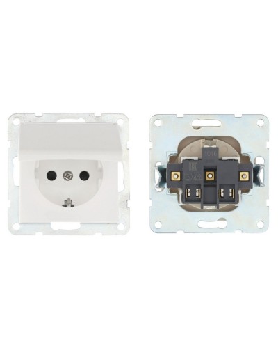 Розетка с з/к, шторками и крышкой, белый LK80 (843404-1). Розетка. Экопласт в Омске