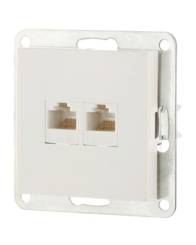 Розетка 2xRJ-45 кат.5е с накладкой, белый LK80 (846204-1). Розетка компьютерная двойная. Экопласт в Омске