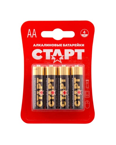 СТАРТ LR6-BL4 (1,5 В, AA, LR6), упак. 4 шт. БЛИСТЕР. Алкалиновые батарейки. СТАРТ в Омске